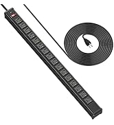 Metal 16 Outlet Power Strip, Extra Long Power Strip With10ft Cord, BTU Heavy Duty Power Strip Wal...