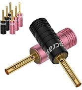 Tertullus 8 Pcs Spring Pin Banana Plug Gold Glated Speaker Connector Banana Clips for Speaker Wire
