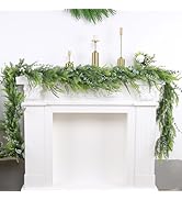 9FT Christmas Garland, Cedar Garland Faux Pine Handmade Cypress Garland for Mantle Stairs Wall Ta...