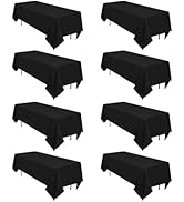 8 Pack Black Tablecloths 60 x 102 Inch Rectangular Table Cloths for Rectangle Tables 6ft, Wrinkle...