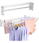 Vikaqi Wall Mounted Clothes Drying Rack, Foldable Wall Mount Laundry Drying Rack Folding Indoor, ...