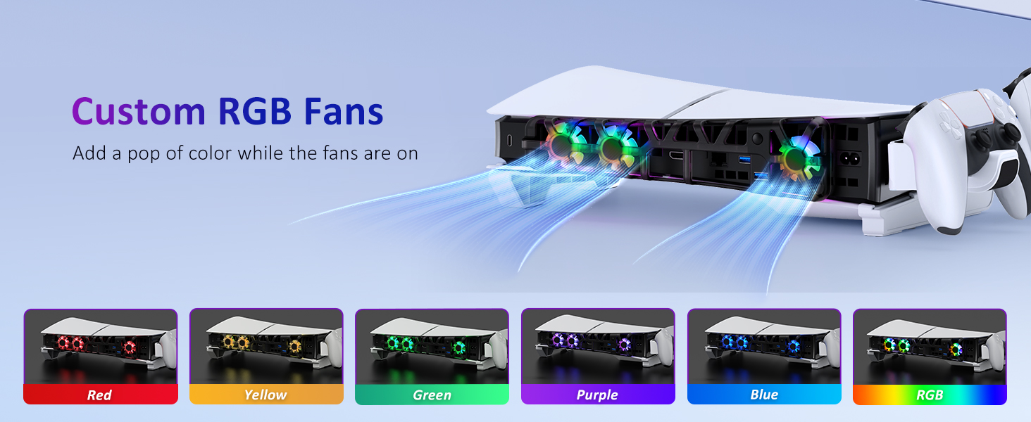 The fan with RGB lighting is actively cooling the console