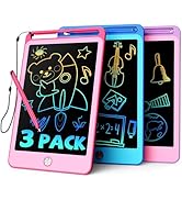 TEKFUN 3 Pack LCD Writing Tablet for Kids, 8.5 Inch Blue+Pink+Purple Doodle Board Drawing Board R...