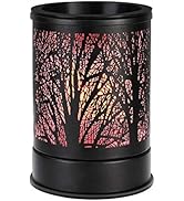 Enaroma Fragrance Wax Melts Warmer with 7 Colors LED Changing Light Classic Black Forest Design S...