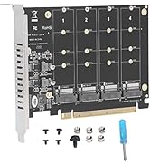 M.2 PCIE Adapter, 4 Port M.2 NVME SSD to PCIE X16 Adapter Expansion Card, Support M.2 NVME SSD, M...