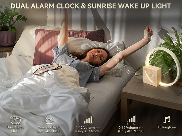 Dual Alarm Clock Sunrisse Wake Up Light