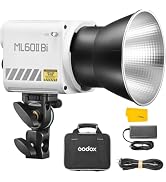 Godox ML60IIBi 70W Bi-Color COB LED Video Light,2800K-6500K CRI 96+/TLCI 97+,Built-in 11 Lighting...