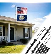 Acostop 10 FT In Ground Flag Poles for Outside House - Fit for 2 Flags Extra Thick Flag Pole Kit ...