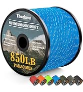 Thadavo Reflective Paracord Rope 850Ib, 50/100/200/500/1000ft 4MM 11 Strand Strong Parachute Cord...