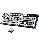Wired Full Size Mechanical Keyboard, Aluminum Housing Built for Gamers w/Kailh Box White Switch, ...