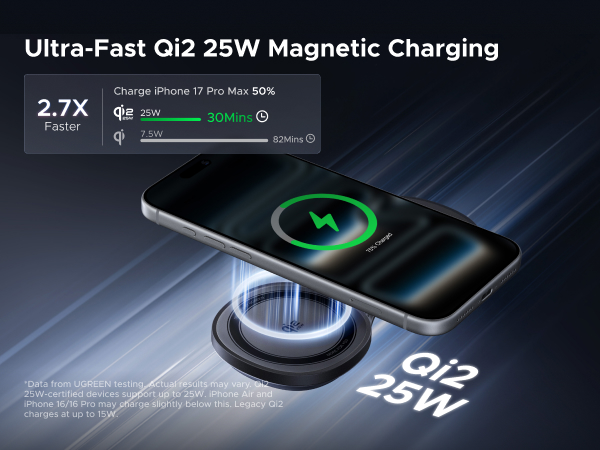 25w 2 in 1 foldable wireless charger