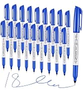 Blue Ultra Fine Point Permanent Markers, 18 Pack, 0.4 mm, Precision Extra Fine Tip for Detailed W...