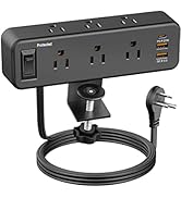 Desk Clamp Power Strip with PD 20W USB C, Desktop Edge Mount Surge Protector with 6 Outlet, Table...