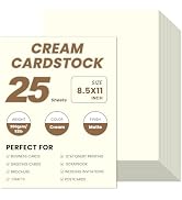 25 Sheets Cream Cardstock 8.5 x 11, 92lb/250gsm Ivory CardStock, Heavy White Card stock Printer P...