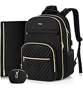 MOMUVO Diaper Bag Backpack, Quilted Baby Bag with Changing Pad &amp; Stroller Straps &amp; Pacifier Case,...