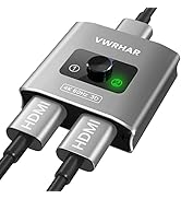 HDMI Switch Splitter 4K@60hz, Aluminum HDMI 2.0 Switcher 2 in 1 Out, HDMI Splitter 1 in 2 Out, Bi...