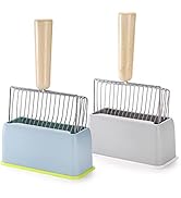 Hiceeden Set of 2 Cat Litter Scoop with Holder, Metal Kitty Litter Scoop Holder with Wooden Handl...