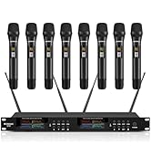 MICNAUX Wireless Microphone System, Pro 8 Channel UHF Mics Set with Metal Cordless Handheld Mics ...