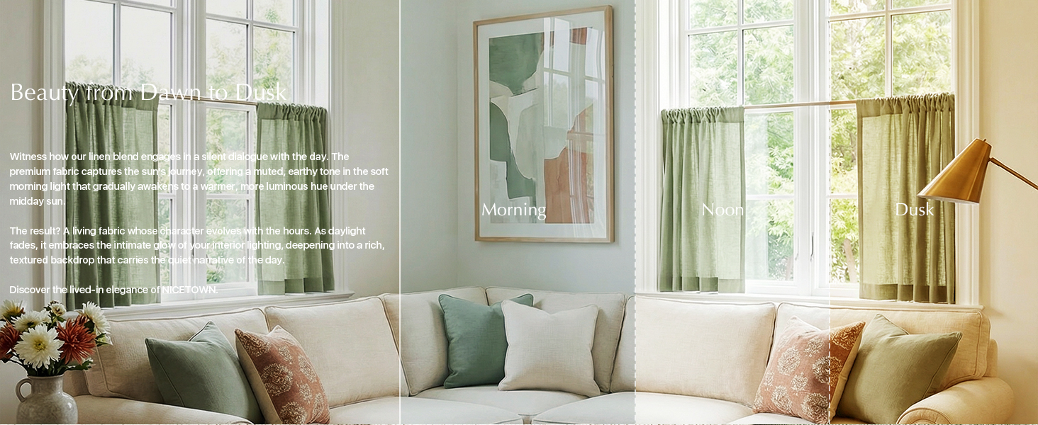 Linen Small Curtains for living Room Privacy Light Filtering Window Tiers for Kitchen