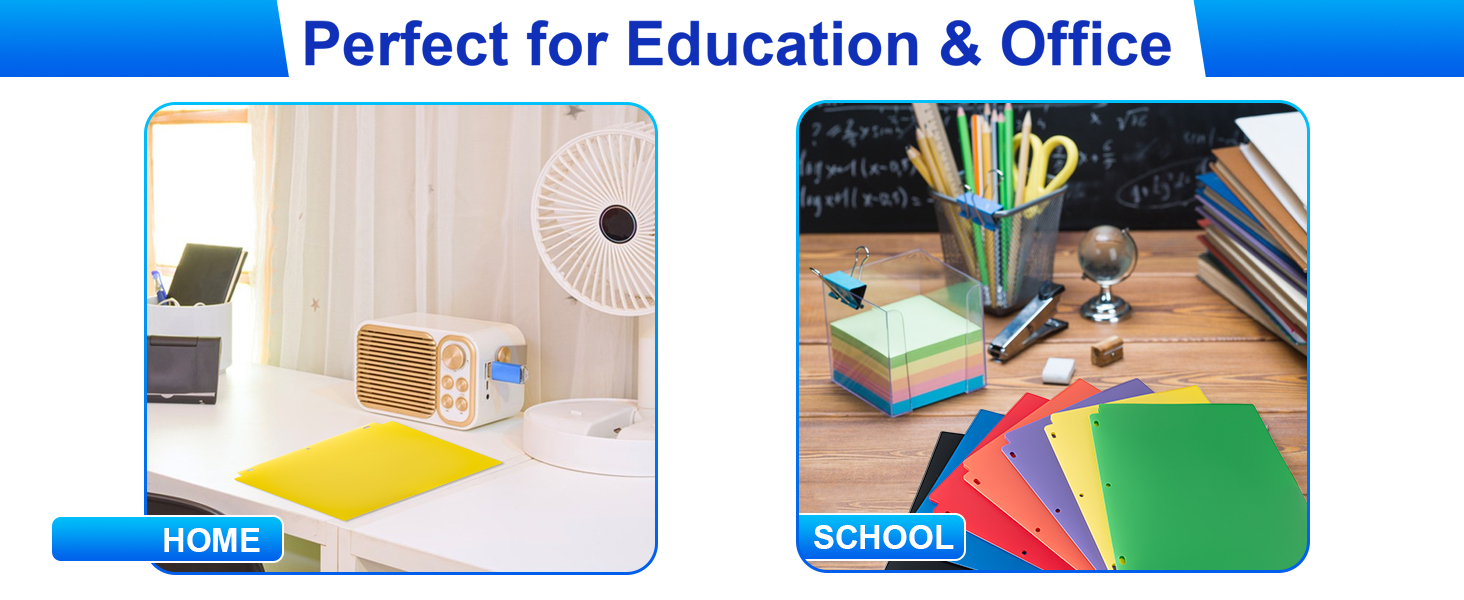 Our two-pocket poly plastic folders are very sturdy, tear resistant, feature 3-hole punches