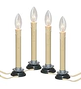 Goothy 7 Inch Electric Country Candle Lamp, Plug in Electric Window Candle Lamp with Black Plum I...