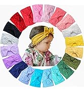 20 Colors Super Stretchy Soft Knot Baby Girl Headbands with Hair Bows Nylon Head Wrap For Newborn...