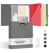 Ospelelf 2 Inch 3 Ring Binder Organizer with Zipper Pouch, 5 Plastic Folders with 10 Pockets, Lin...