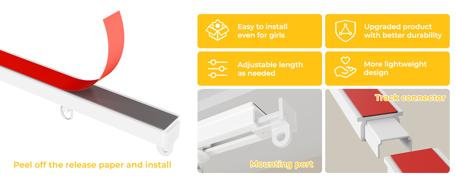 adhesive curtain track,curtain track ceiling mount,renter friendly curtain rod