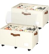 Shoe Organizer for Closet, 2 Pack Shoe Storage Organizer with Wheels and Adjustable Dividers, Sta...