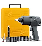 TUZkozs T-288 1/2" Air Impact Wrench Kit [ mm Size Sockets ] Heavy Duty Twin Hammer Half Inch Imp...
