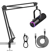 P PUPGSIS XLR/USB Podcast Microphone, Gaming Mic with Mute Button, Reverb Effects, Noise Cancella...