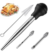 QPMR Turkey Baster With Cleaning Brush, Stainless Steel Baster Tool for Cooking-Baster Syringe fo...