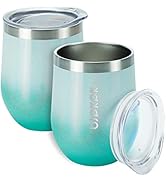 BJPKPK 12oz Insulated Wine Tumbler with Lid 2 Counts, Unbreakable Stainless Steel Wine Glasses, I...