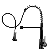 WEWE Faucet for Kitchen Sink, Kitchen Faucets Black Stainless Steel Commercial Spring Kitchen Fau...