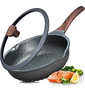 Vinchef Nonstick Deep Frying Pan Skillet with Lid, 11in/5Qt Saute Pan, German 3C+ Ceramic Coating...