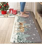 Collive Christmas Snowman Kitchen Mats, Cushioned Anti Fatigue Winter Xmas Tree Kitchen Rugs Sets...