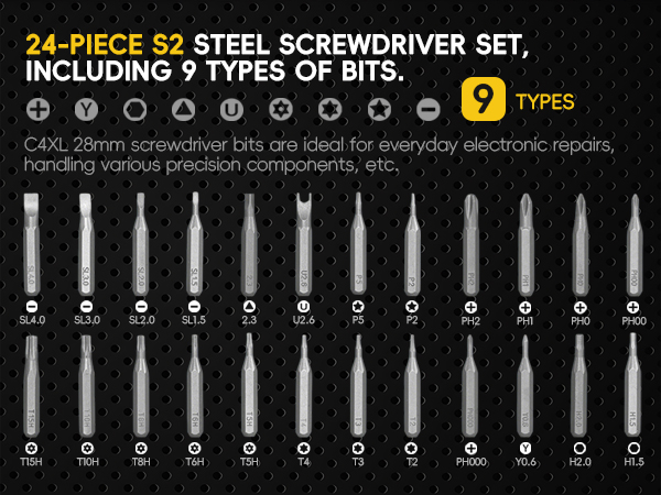 24-piece S2 steel screwdriver set