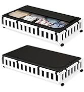 Gashell 2 Pack Bamboo Under Bed Storage with Wheels, 39”x20”x7.8” Lager Under Bed Storage Contain...