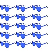 PLULON Heart Sunglasses for Women Pink Heart Glasses Valentine's Day Rimless Heart Shaped Sunglas...