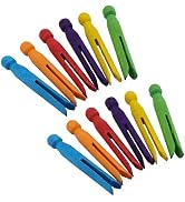 Mcredy Bag Clips Colorful Wooden Clothes Pins Round Old Fashioned Clothesline Clips for Crafts Ph...