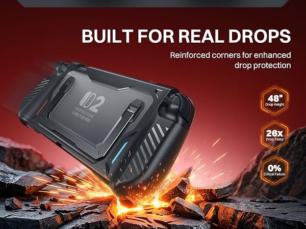 Switch 2 shell with air-cushion corners protect against everyday drops, bumps, and scratches.
