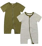 Feidoog 2PCS Baby Boys and Girls' Summer Short Sleeve One-Piece Romper Cute Cartoon Zipper Jumpsu...