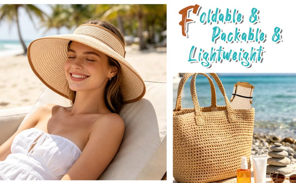 Foldable and packable and lightweight sun hat for women
