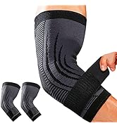 HiRui 2 PACK Elbow Brace for Men Women, Elbow Compression Sleeves With Adjustable Straps, Tennis ...
