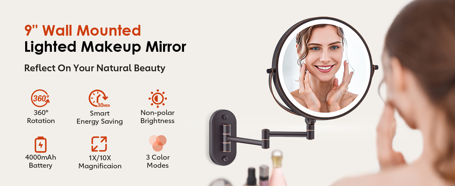 Wall Mounted Lighted Makeup Mirror