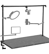 jusmo LS15 Desk Overhead Camera Mount Rig Top-Down Shots, Professional Aluminum Tabletop Multi-De...
