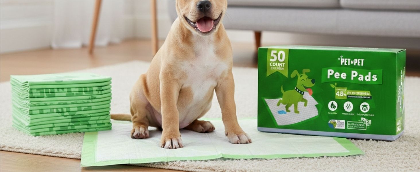 Pet N Pet 50 Counts Pee Pads for Dogs, 48% USDA Certified Plant Based Dog Pad, Unscented