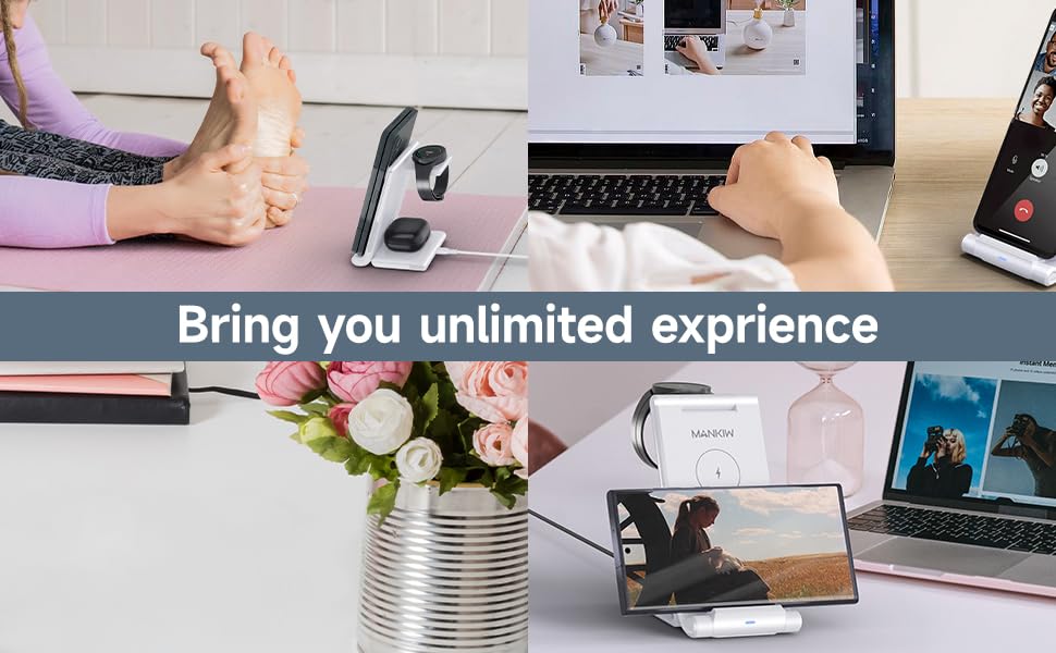 MANKIW Foldable 3 in 1 Fast Wireless Charging Station for Samsung