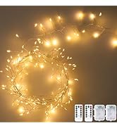 Clearzen Fairy Lights 10Feet 120 LEDs Cluster Lights Waterproof Firecracker String Lights Battery...