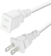 Short Indoor Extension Cord 6FT 2 Prong Polarized US AC Power Cable Male to Female, 5A 1250W for ...